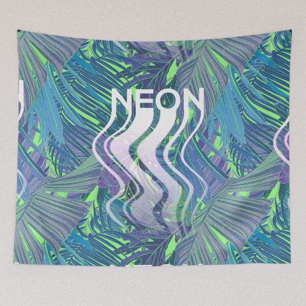 Item preview, Seamless pattern with neon orchids and psychedelic purple tropical foliage designed and sold by ANAKOTO.
