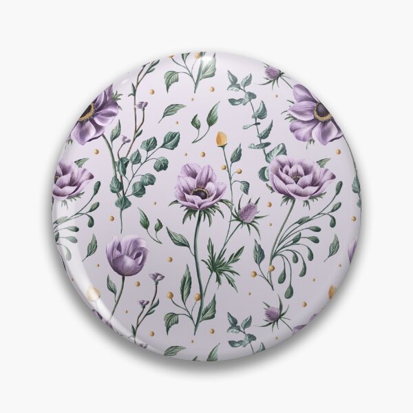 Item preview, Floral seamless pattern. Purple anemones and green leaves on the white background. Endless background with beautiful gentle flowers.  designed and sold by BananiLettering.