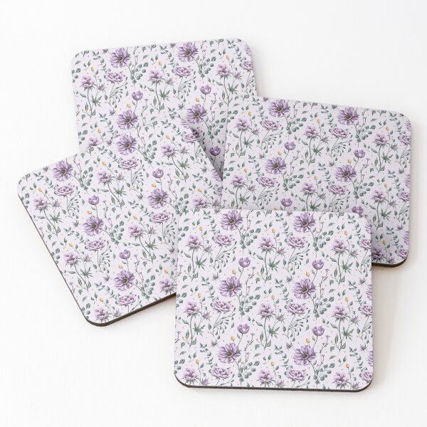 Item preview, Floral seamless pattern. Purple anemones and green leaves on the white background. Endless background with beautiful gentle flowers.  designed and sold by BananiLettering.