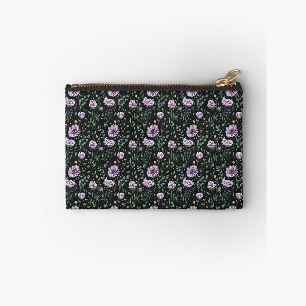 Item preview, Floral seamless pattern. Purple anemones and green leaves on the dark background. Endless background with beautiful gentle flowers.  designed and sold by BananiLettering.