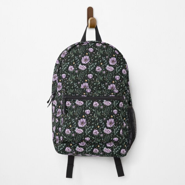 Item preview, Floral seamless pattern. Purple anemones and green leaves on the dark background. Endless background with beautiful gentle flowers.  designed and sold by BananiLettering.