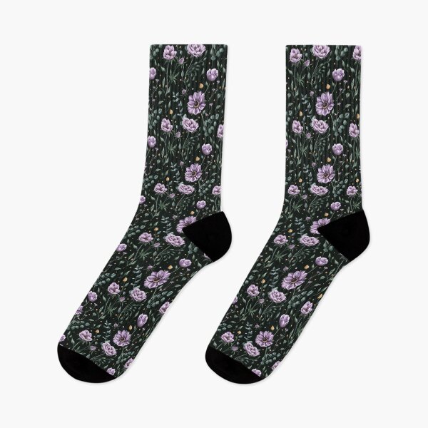 Item preview, Floral seamless pattern. Purple anemones and green leaves on the dark background. Endless background with beautiful gentle flowers.  designed and sold by BananiLettering.