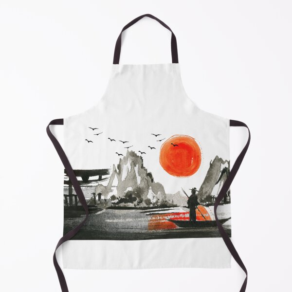 Item preview, design by painting art boat boatman mountain and red Sun designed and sold by VIVEK KUMAR RAI.