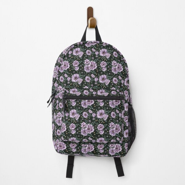 Item preview, Floral seamless pattern. Purple anemones and green leaves on the dark background. Endless background with beautiful gentle flowers.  designed and sold by BananiLettering.
