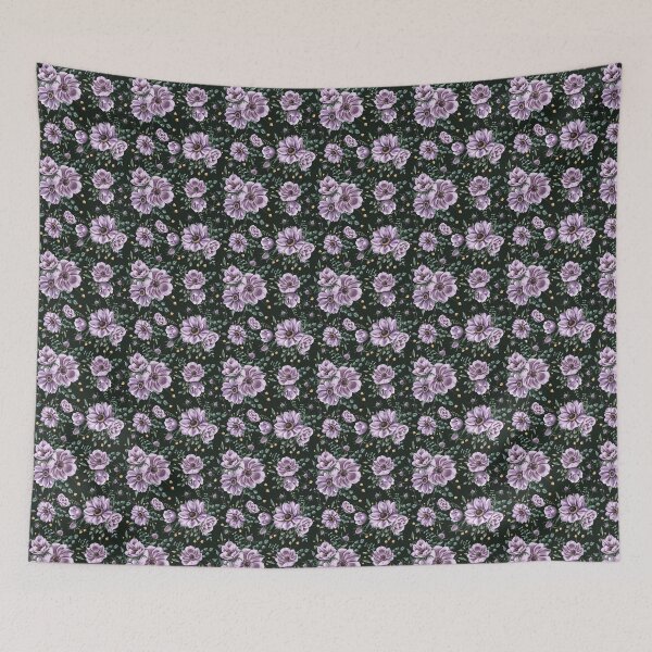 Item preview, Floral seamless pattern. Purple anemones and green leaves on the dark background. Endless background with beautiful gentle flowers.  designed and sold by BananiLettering.
