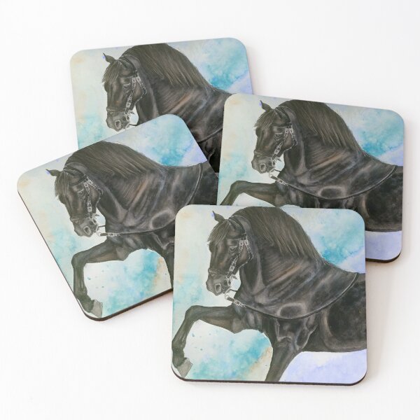 Item preview, black stallion gouache paintng designed and sold by horseaddicted.