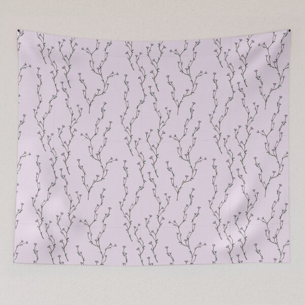 Item preview, Floral seamless pattern. Brown twigs with tiny purple blossoms and leaves on the light purple background. Endless background with beautiful gentle flowers.  designed and sold by BananiLettering.