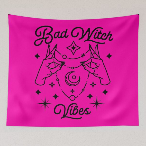 Item preview, Hot Pink Bad Witch Vibes Halloween Ethereal stars and moon designed and sold by TheCraftyDrunkCo.