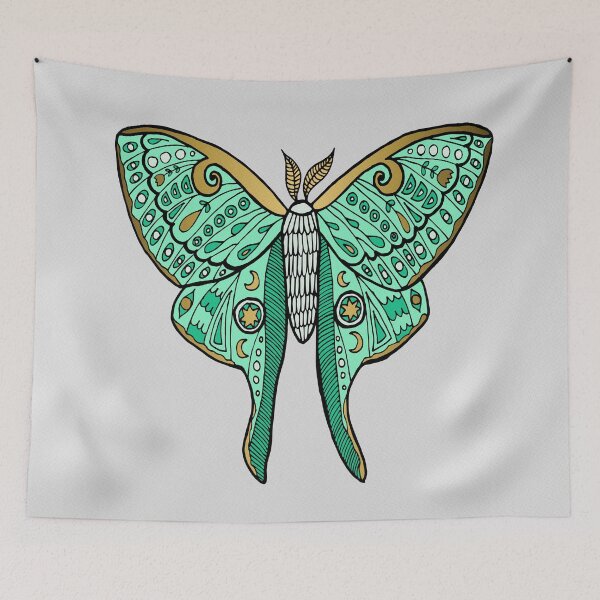 Item preview, Luna Moth Butterfly Mint and Gold designed and sold by Julie Erin Designs.
