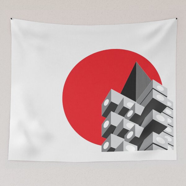 Item preview, Nakagin Capsule Tower, Japanese Art, Cityscape, Poster, Artwork, Architecture Print, Wall Art, Home Decor, Wall Print, Brutalist Print designed and sold by sketchingarchi.