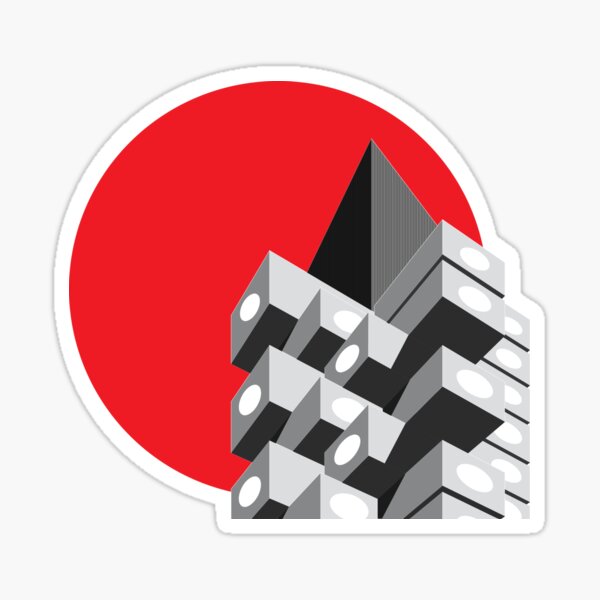 Item preview, Nakagin Capsule Tower, Japanese Art, Cityscape, Poster, Artwork, Architecture Print, Wall Art, Home Decor, Wall Print, Brutalist Print designed and sold by sketchingarchi.