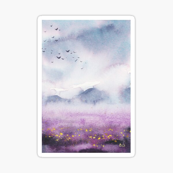 Item preview, Misty morning watercolor landscape painting designed and sold by Ellen Wilberg.