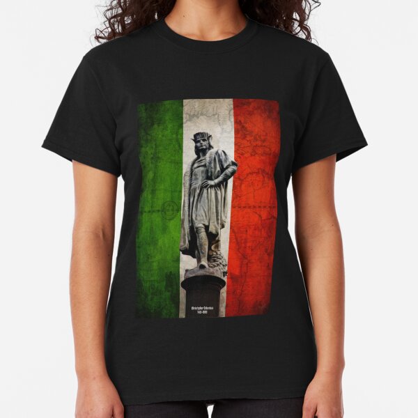 Christopher Columbus Statue with Italian Flag Classic T-Shirt