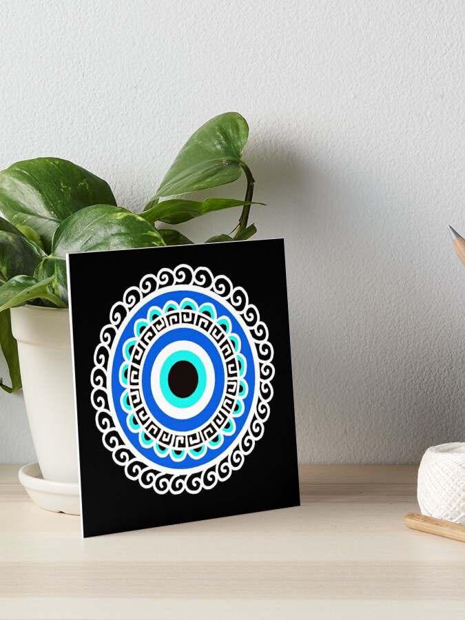 Greek Evil Eye Blue Mandala Art Board Print for Sale by Julie