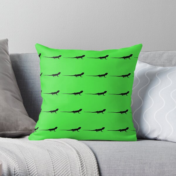 Bearded Dragon Reptile Silhouette Throw Pillow