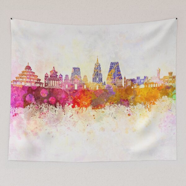 Item preview, Bangalore skyline in watercolor background designed and sold by paulrommer.
