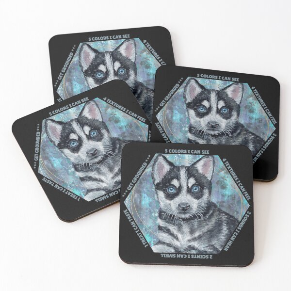 Item preview, Husky Puppy reminder: You will get through this, you are worthy and deserving of care. Mindfulness using the five senses, grounding technique. designed and sold by Orianah.