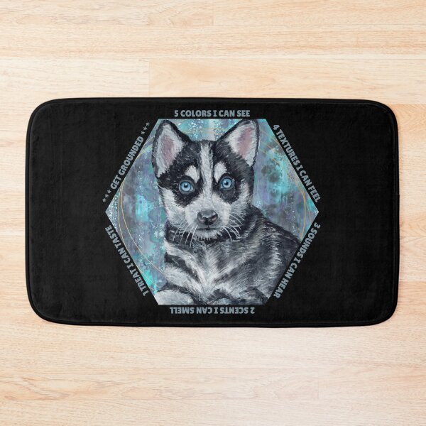 Item preview, Husky Puppy reminder: You will get through this, you are worthy and deserving of care. Mindfulness using the five senses, grounding technique. designed and sold by Orianah.