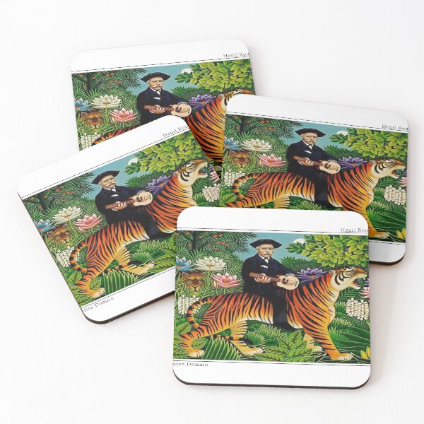 Aperçu de l'œuvre Tiger Riding Ukulele Man - Henri Rousseu créée et vendue par ForgottenDomain.