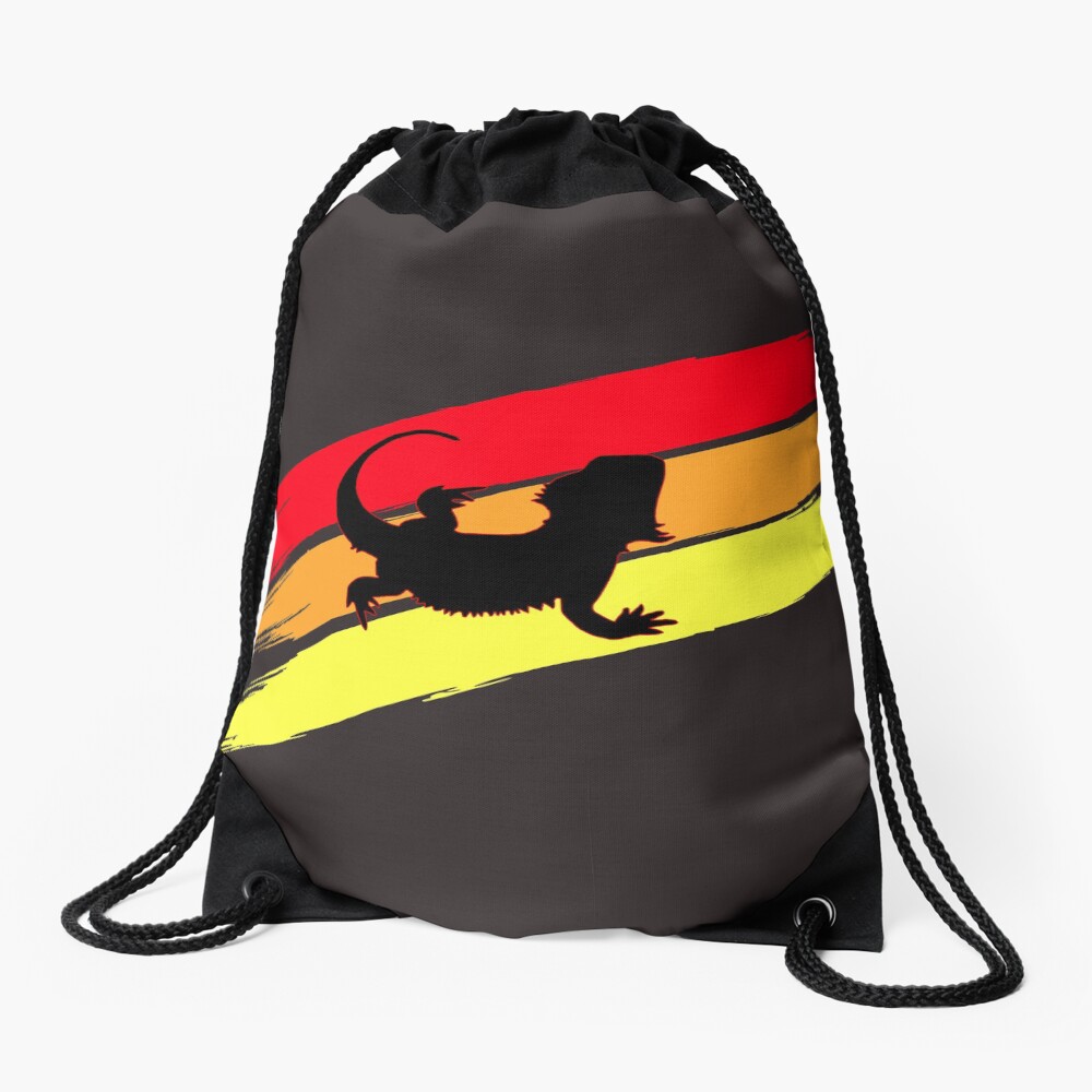 3 Stripe Rainbow Bearded Dragon Drawstring Bag