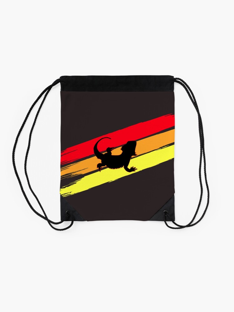 Alternate view of 3 Stripe Rainbow Bearded Dragon Drawstring Bag