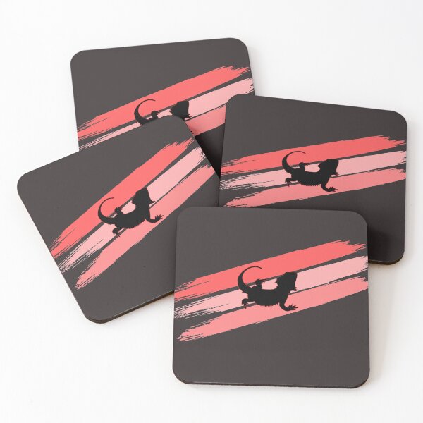 Bearded Dragon Brush Stroke Silhouette Coasters (Set of 4)