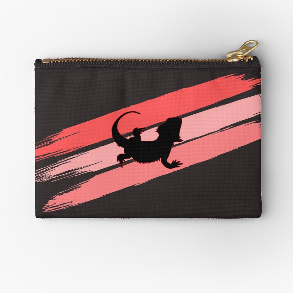 Bearded Dragon Brush Stroke Silhouette Zipper Pouch