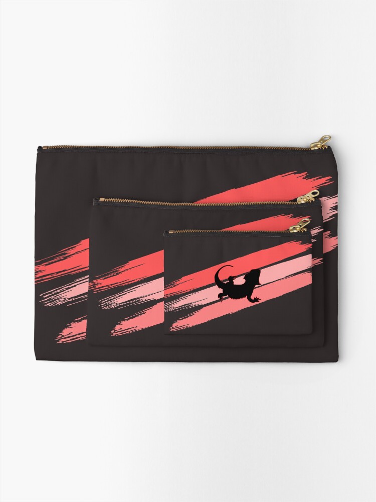 Alternate view of Bearded Dragon Brush Stroke Silhouette Zipper Pouch