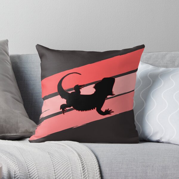 Bearded Dragon Brush Stroke Silhouette Throw Pillow