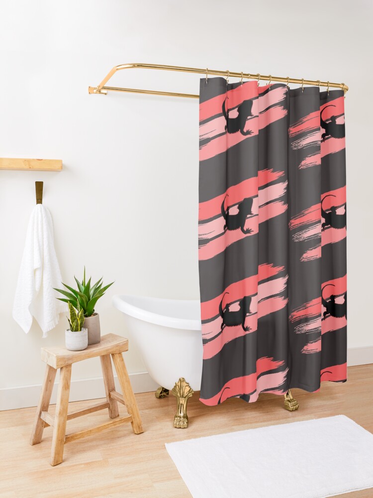 Alternate view of Bearded Dragon Brush Stroke Silhouette Shower Curtain