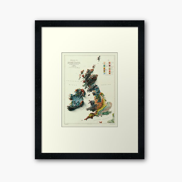 Item preview, 1912 3D Ireland, British Islands and England Geological Relief Map digitally rendered  designed and sold by ThinkAboutMaps.
