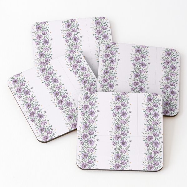 Item preview, Floral seamless pattern. Purple anemones and green leaves on the light purple background. Endless background with beautiful gentle flowers.  designed and sold by BananiLettering.