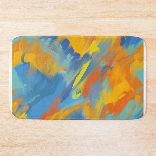 Item preview, Modern Painted Abstract in Bright Tones of Blue, Yellow, Orange, and Teal designed and sold by cozycaroline.