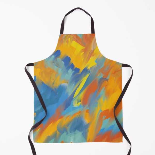 Item preview, Modern Painted Abstract in Bright Tones of Blue, Yellow, Orange, and Teal designed and sold by cozycaroline.
