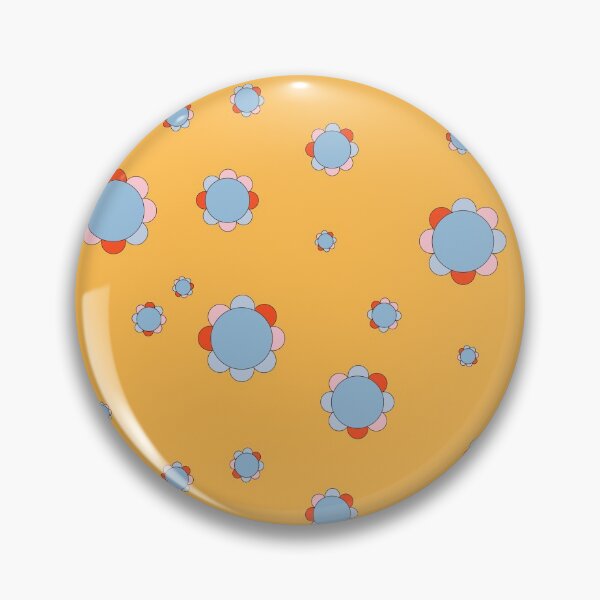 Item preview, 70's Inspired Flower Pattern in Denim Blue and Tangerine designed and sold by CatharticTick.