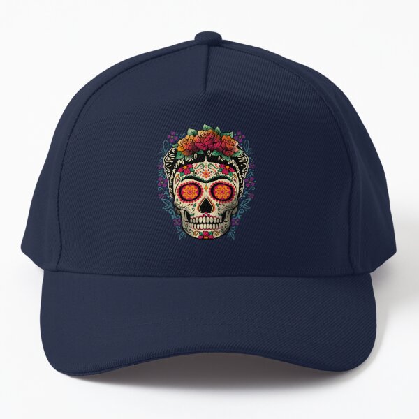 Sugar Skull Baseball Cap Blue Unisex Baseball Hat Mexican 