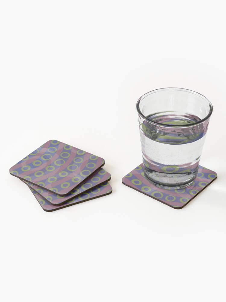 Alternate view of Blue, Green, and Purple Abstract Rings Coasters (Set of 4)