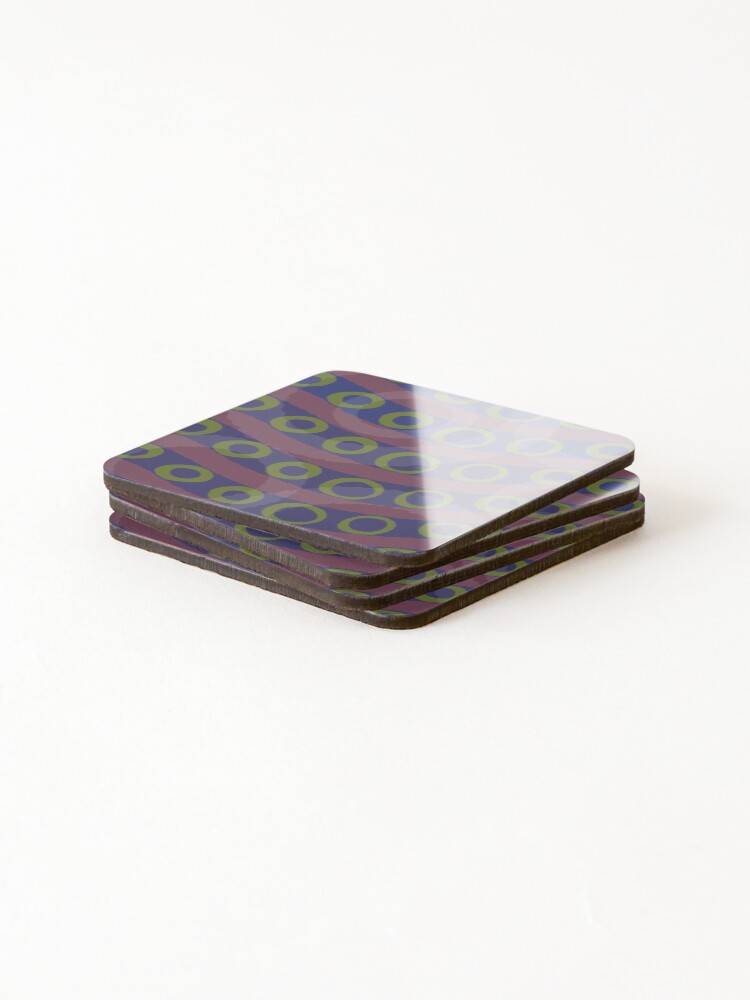 Alternate view of Blue, Green, and Purple Abstract Rings Coasters (Set of 4)