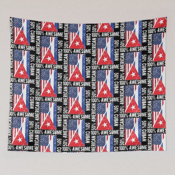 Aperçu de l'œuvre 50 % américain 50 % cubain 100 % impressionnant drapeau de Cuba créée et vendue par JapanBubble.