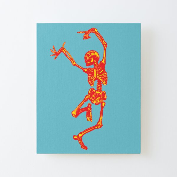 Dancing Fire Skeleton Canvas Mounted Print