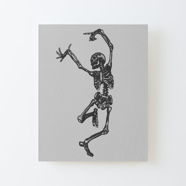 Dancing Gray Skeleton Canvas Mounted Print
