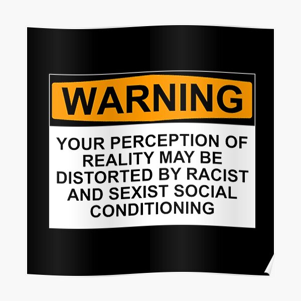WARNING: YOUR PERCEPTION OF REALITY MAY BE DISTORTED BY RACIST AND SEXIST SOCIAL CONDITIONING Poster