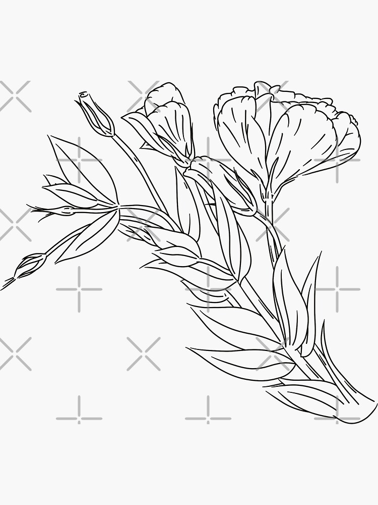 "floral bunch line art tattoo procreate design" Sticker by kivan