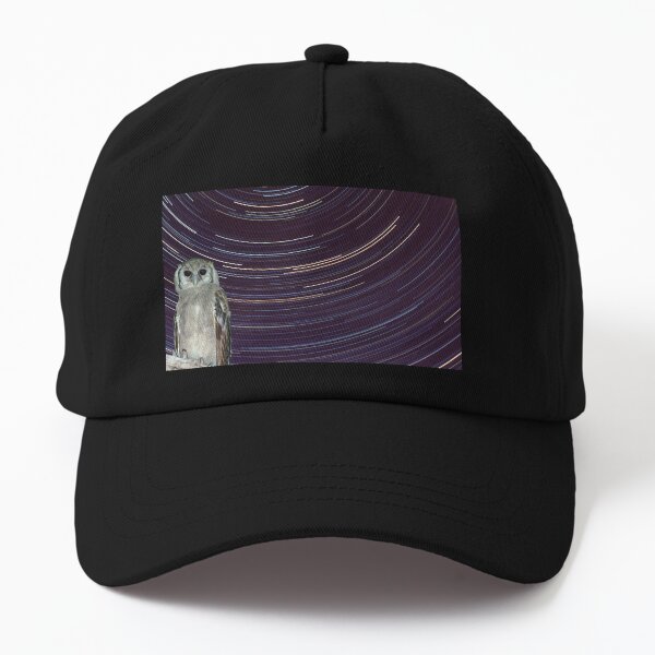 Giant Eagle Owl and star trails around south celestial pole Dad Hat