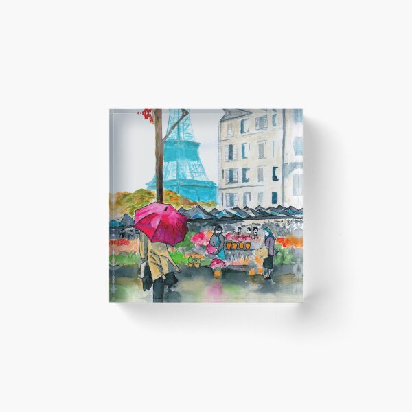 Paris October Market Acrylic Block