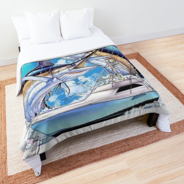 Patchwork Sailfish Hooked Pillow