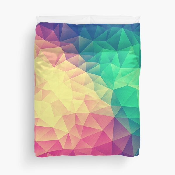 Abstract Polygon Multi Color Cubism Low Poly Triangle Design Duvet Cover
