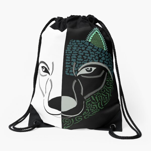 Wolf face Drawstring Bag