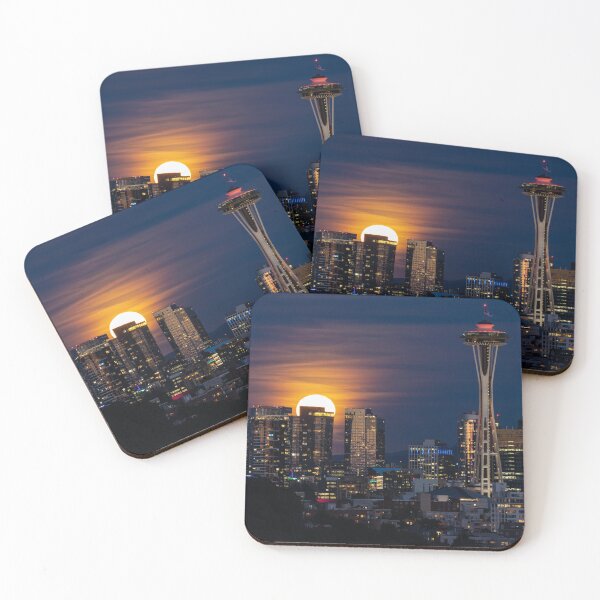 Item preview, Full moonrise over Seattle designed and sold by Barb White.