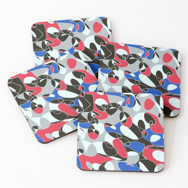 Item preview, Blue Red Gray Line Abstract Art  designed and sold by hopecope.